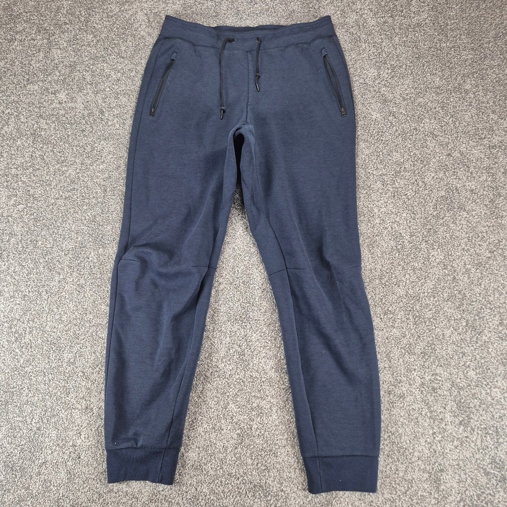 Uniqlo Jogger Sweatpants Mens Large Navy Blue Zipper‎ Pockets Performance